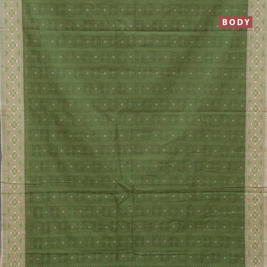 Chirala cotton saree sap green and sandal with allover prints and printed border