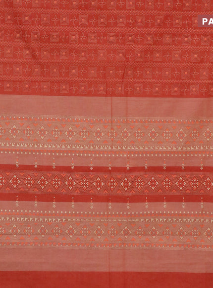 Chirala cotton saree rustic orange and sandal with allover prints and printed border