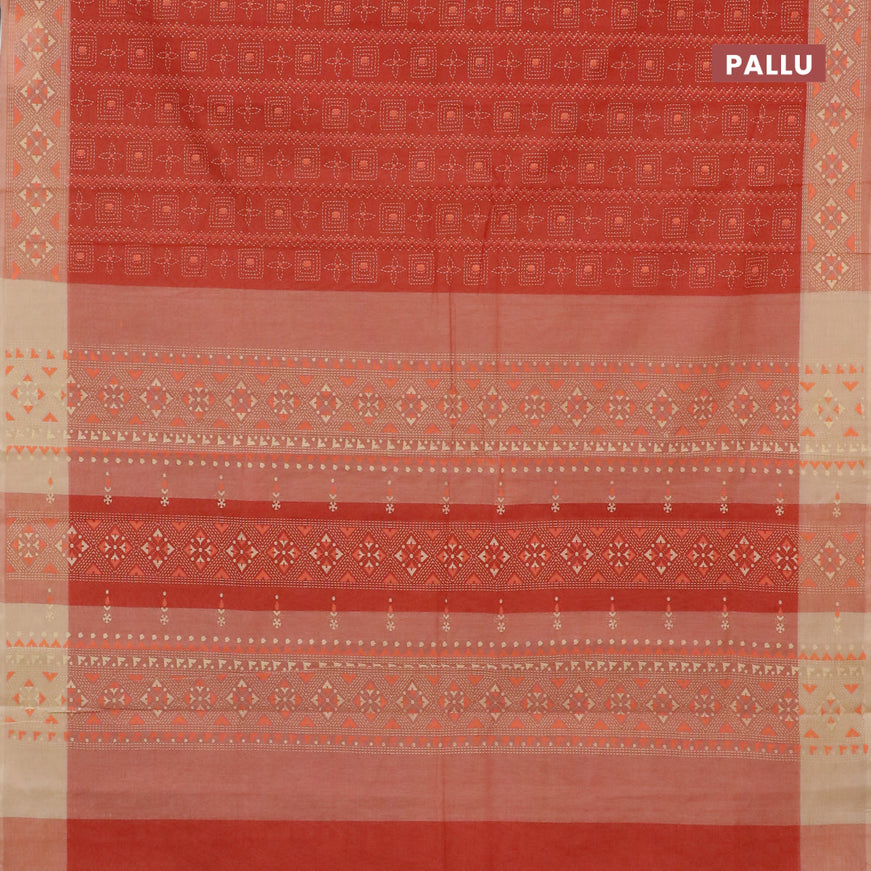 Chirala cotton saree rustic orange and sandal with allover prints and printed border