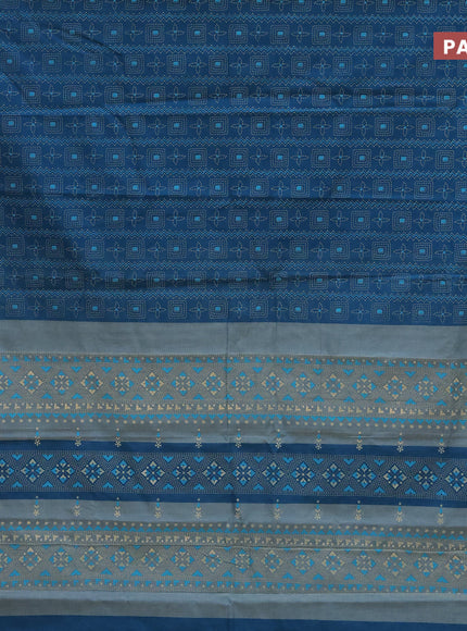 Chirala cotton saree peacock blue and sandal with allover prints and printed border