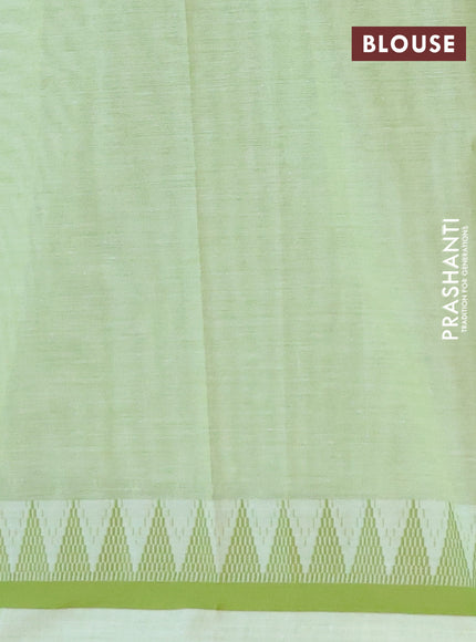 Chirala cotton saree light green with allover prints and temple design thread woven border