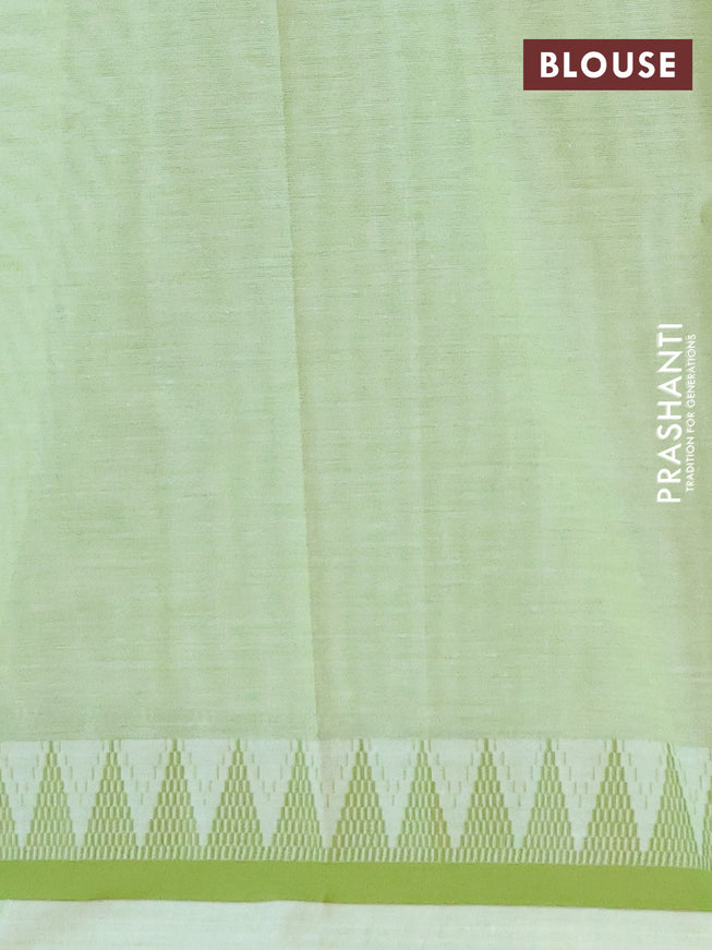 Chirala cotton saree light green with allover prints and temple design thread woven border