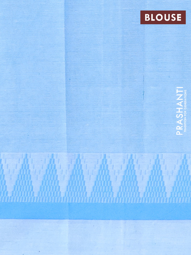 Chirala cotton saree light blue with allover prints and temple design thread woven border