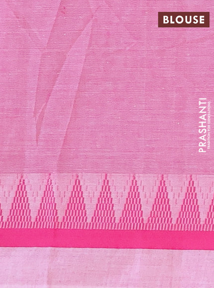 Chirala cotton saree light pink with allover prints and temple design thread woven border