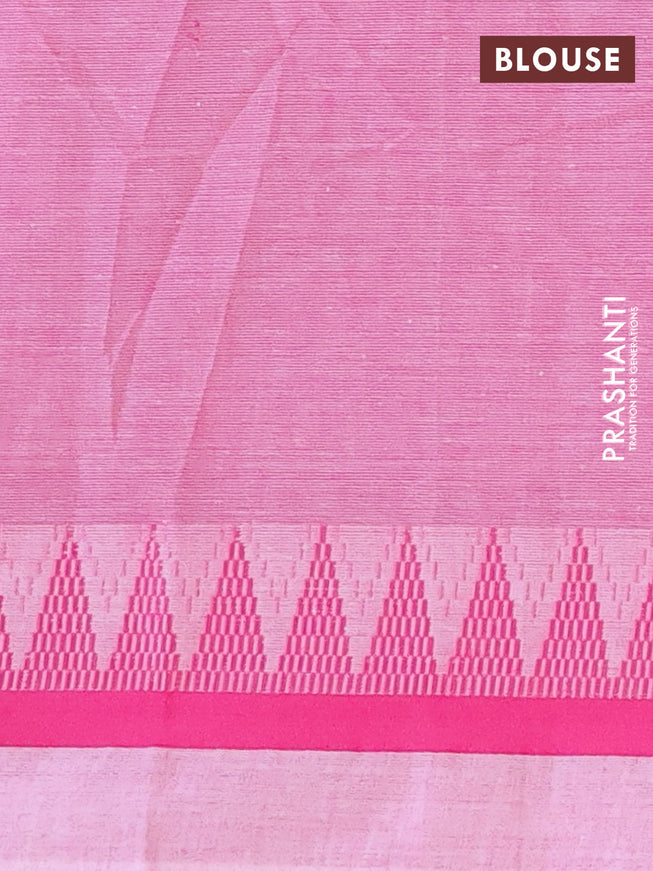 Chirala cotton saree light pink with allover prints and temple design thread woven border