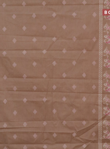 Chirala cotton saree beige and pink with butta prints and thread woven border