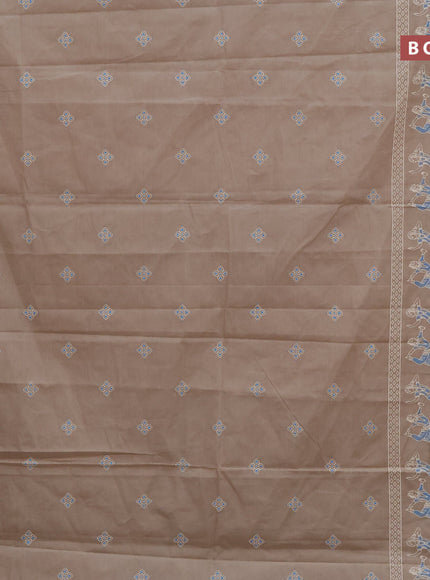 Chirala cotton saree beige and blue with butta prints and thread woven border