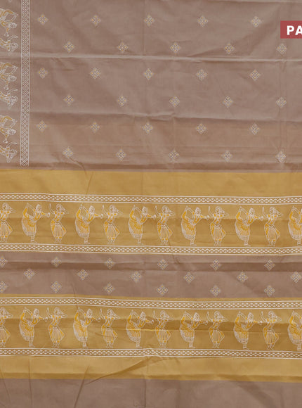 Chirala cotton saree beige and yellow with butta prints and thread woven border