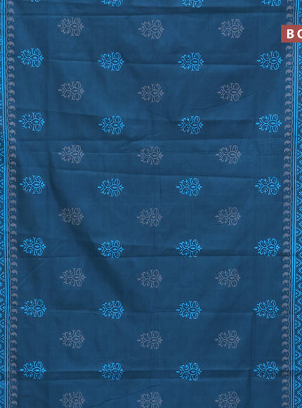 Chirala cotton saree peacock blue with butta prints and printed border