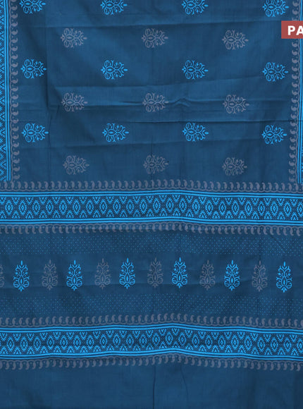 Chirala cotton saree peacock blue with butta prints and printed border