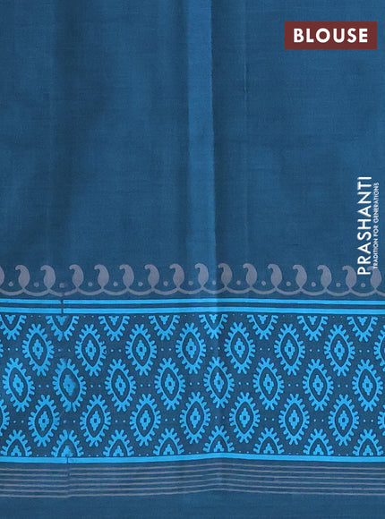 Chirala cotton saree peacock blue with butta prints and printed border