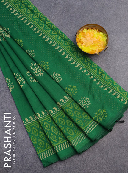 Chirala cotton saree green with butta prints and printed border