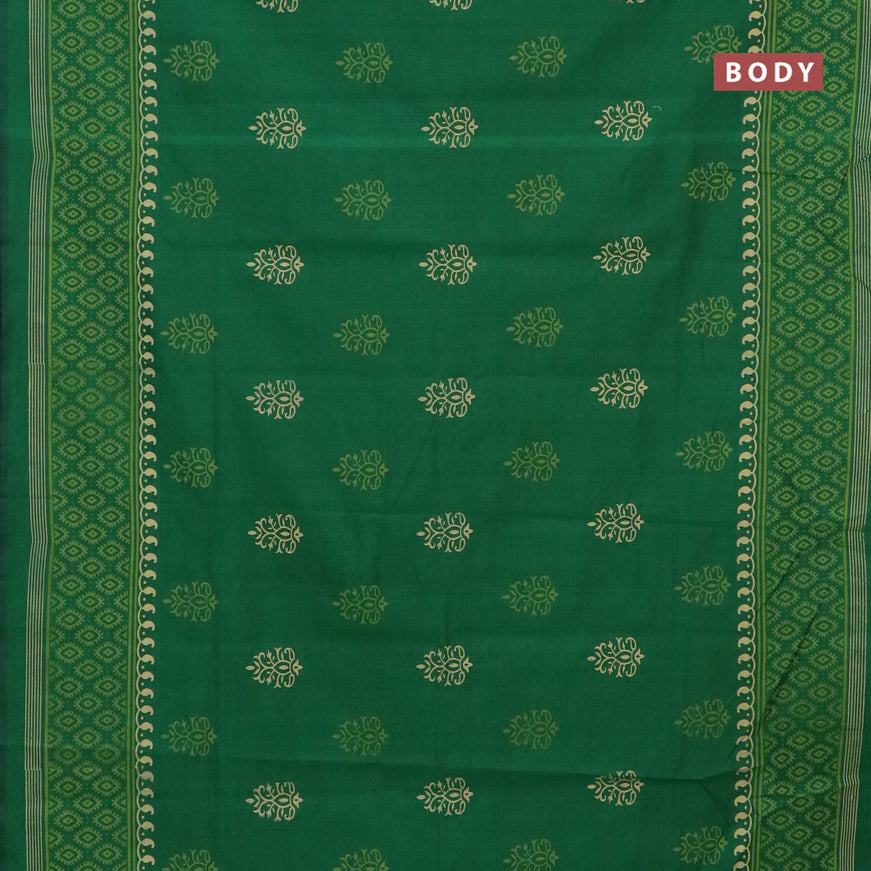 Chirala cotton saree green with butta prints and printed border