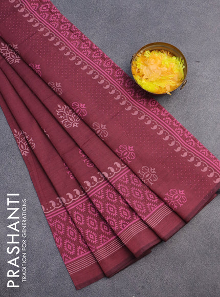 Chirala cotton saree maroon with butta prints and printed border