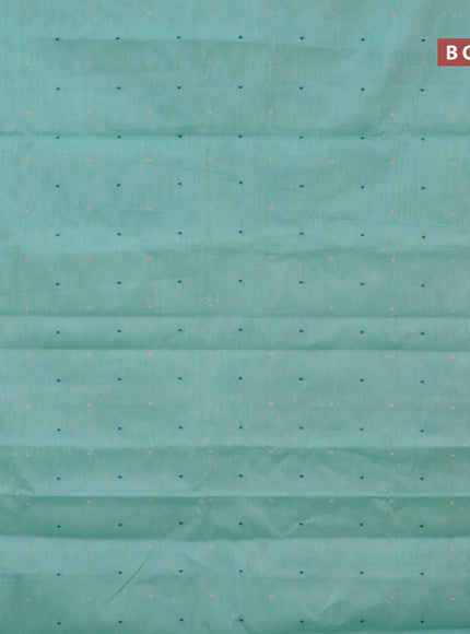 Chirala cotton saree teal green shade with butta prints and zari woven border