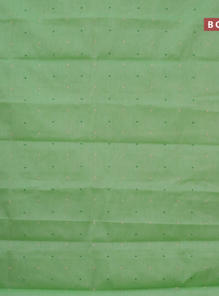 Chirala cotton saree light green with butta prints and zari woven border