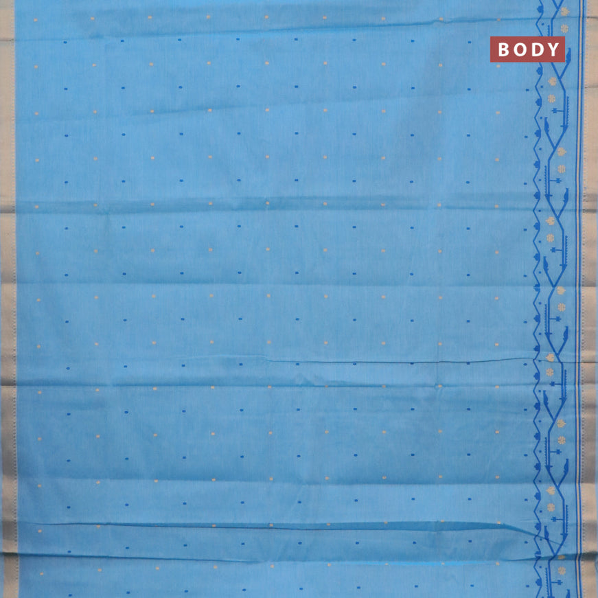 Chirala cotton saree light blue with butta prints and zari woven border