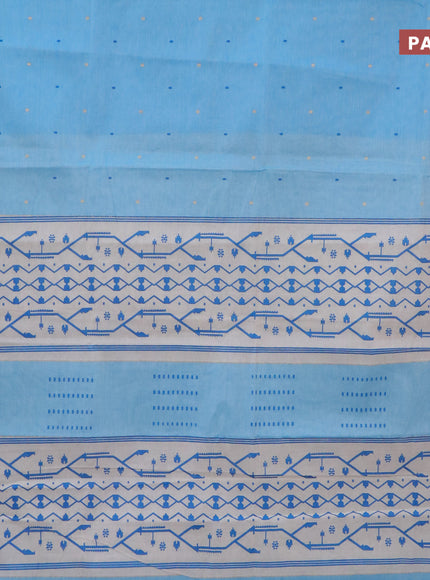 Chirala cotton saree light blue with butta prints and zari woven border