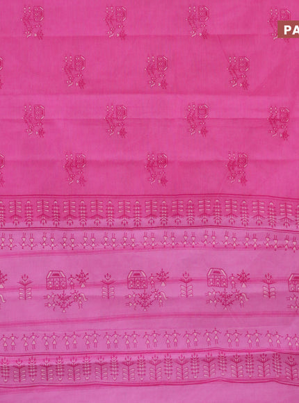 Chirala cotton saree pink with butta prints and rettapet zari woven printed border