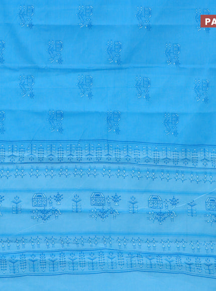 Chirala cotton saree light blue with butta prints and rettapet zari woven printed border