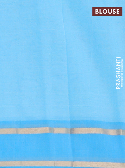 Chirala cotton saree light blue with butta prints and rettapet zari woven printed border