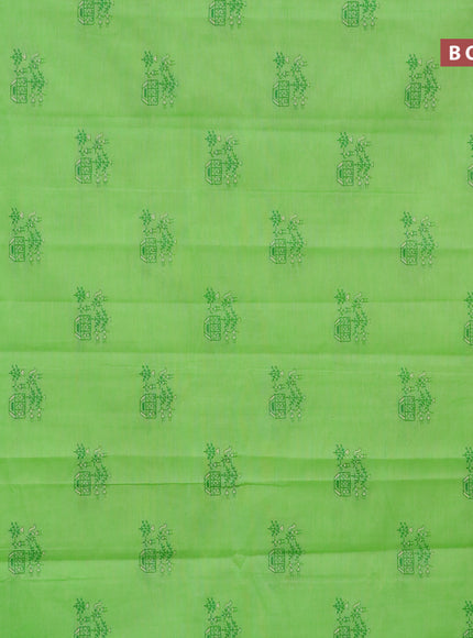 Chirala cotton saree light green with butta prints and rettapet zari woven printed border