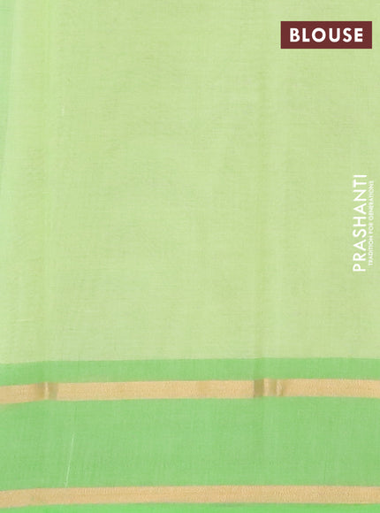 Chirala cotton saree light green with butta prints and rettapet zari woven printed border