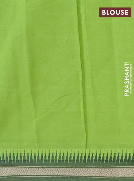 Chirala cotton saree sap green and black with butta prints and thread woven border