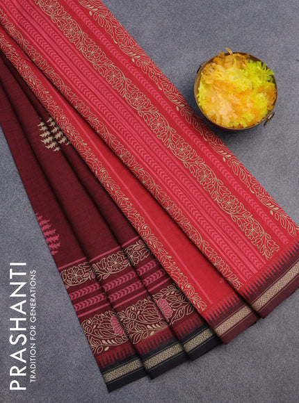 Chirala cotton saree maroon and black with butta prints and thread woven border