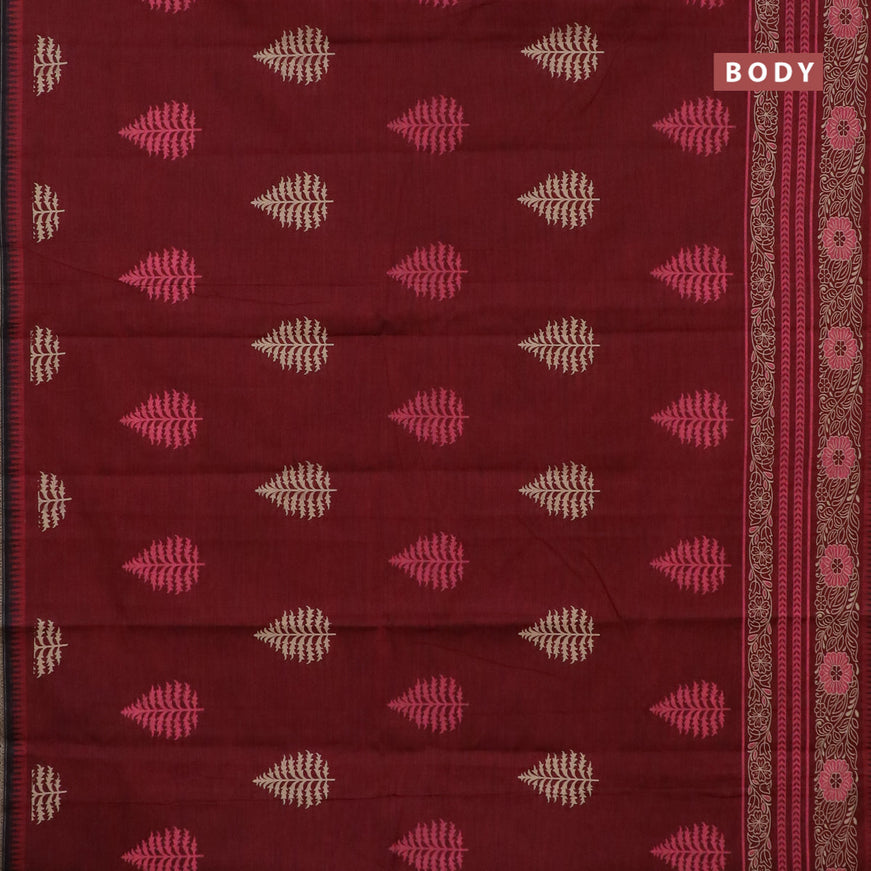 Chirala cotton saree maroon and black with butta prints and thread woven border