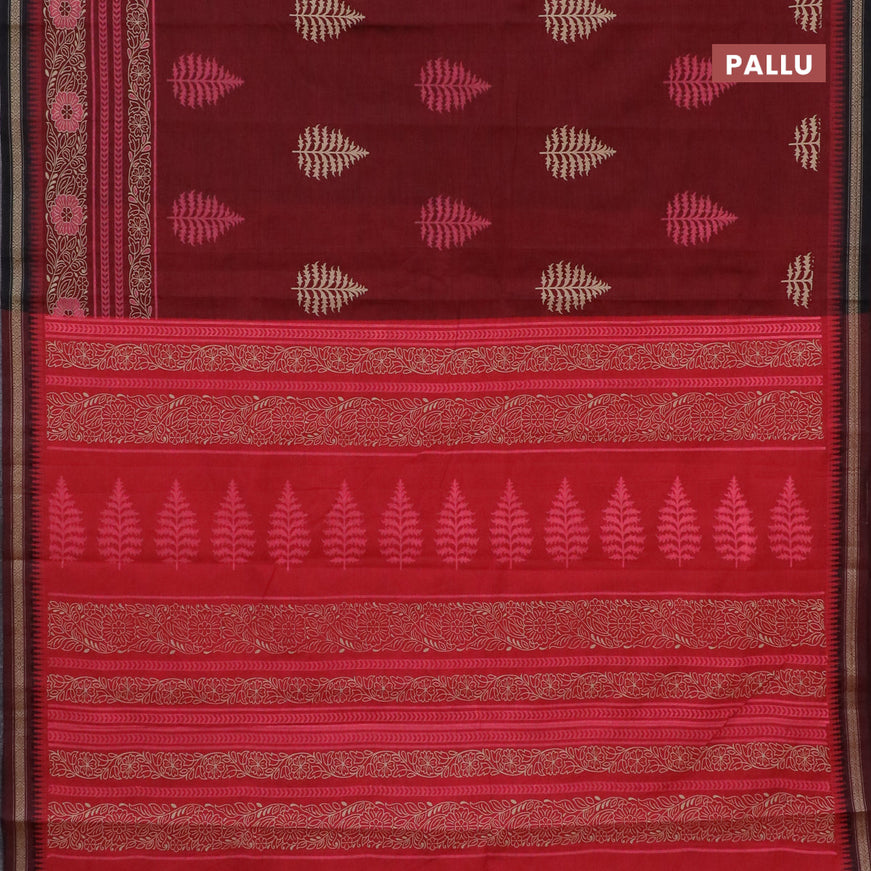 Chirala cotton saree maroon and black with butta prints and thread woven border