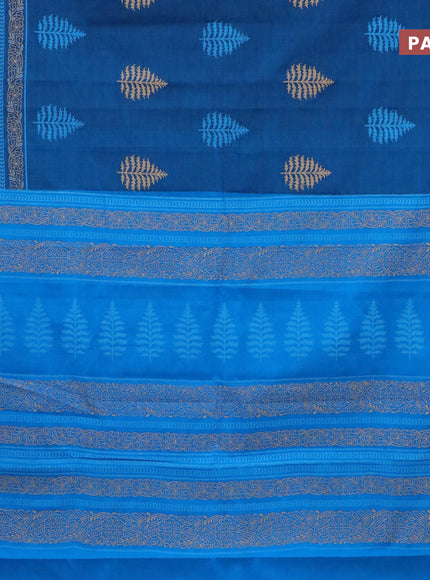 Chirala cotton saree cs blue and black with butta prints and thread woven border