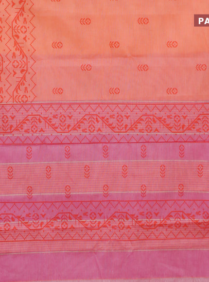 Chirala cotton saree peach orange with butta prints and thread woven border