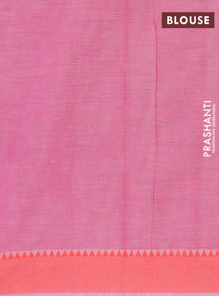 Chirala cotton saree peach orange with butta prints and thread woven border