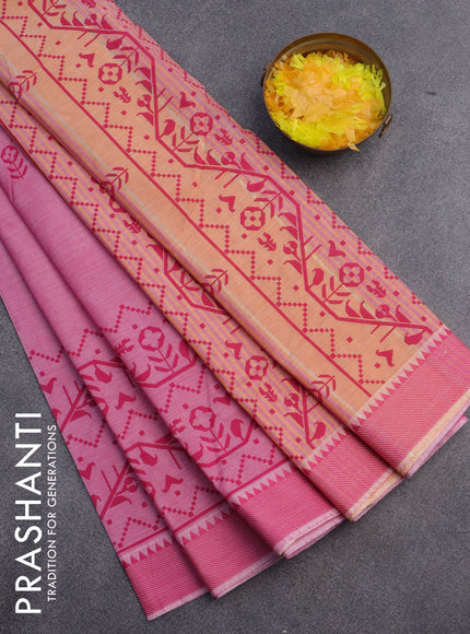 Chirala cotton saree light pink with butta prints and thread woven border