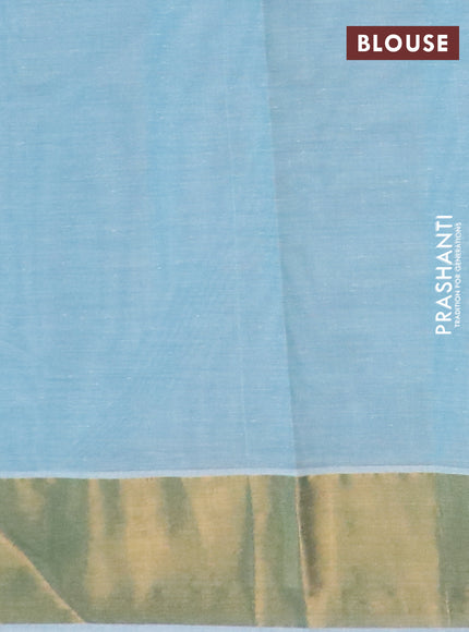 Chirala cotton saree blue shade with allover prints and zari woven border