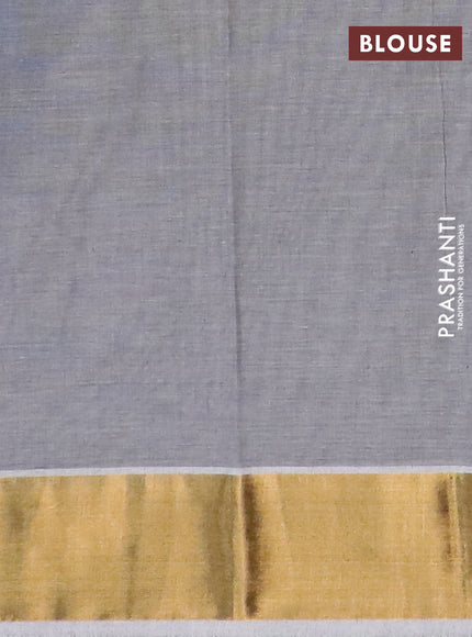 Chirala cotton saree grey with allover prints and zari woven border