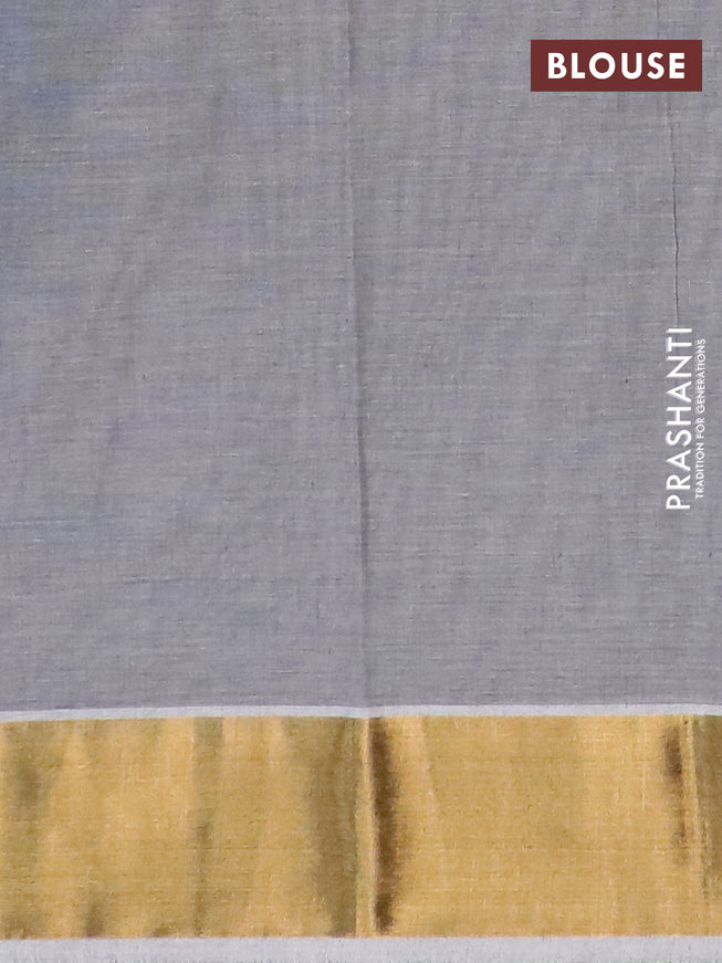 Chirala cotton saree grey with allover prints and zari woven border