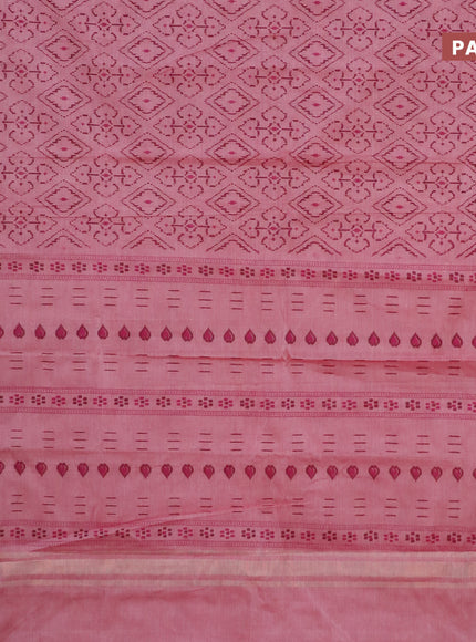 Chirala cotton saree pink shade with allover prints and zari woven border