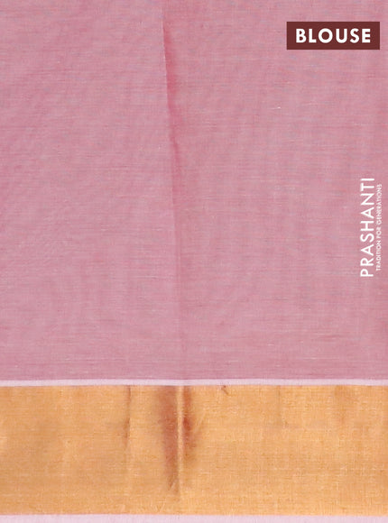 Chirala cotton saree pink shade with allover prints and zari woven border