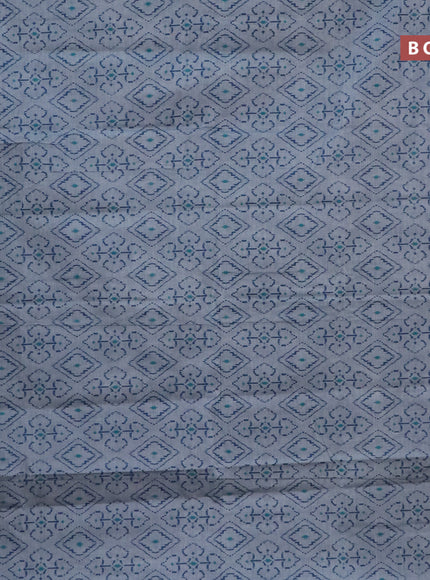 Chirala cotton saree bluish grey with allover prints and zari woven border