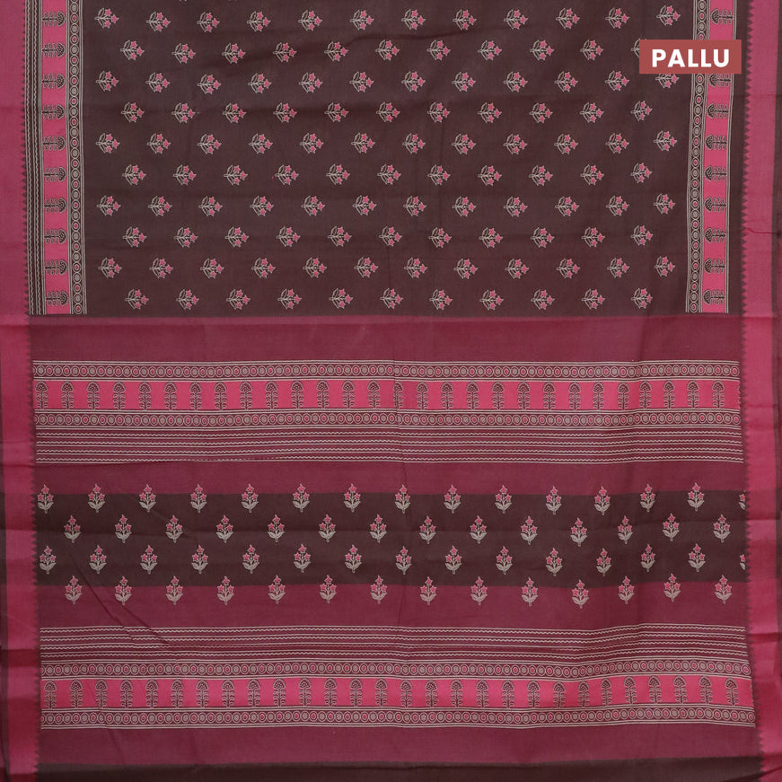 Chirala cotton saree brown and pink with butta prints and thread woven border