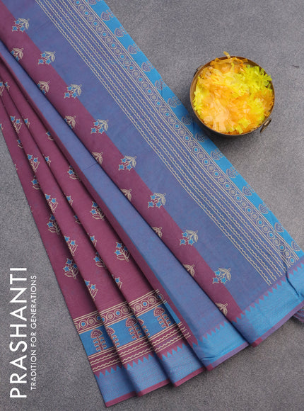 Chirala cotton saree purple shade with butta prints and thread woven border