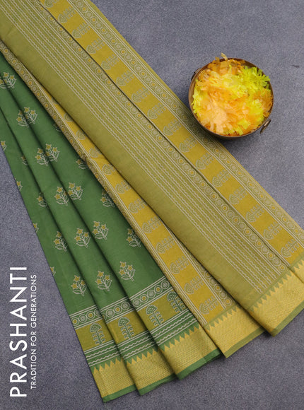 Chirala cotton saree green with butta prints and thread woven border