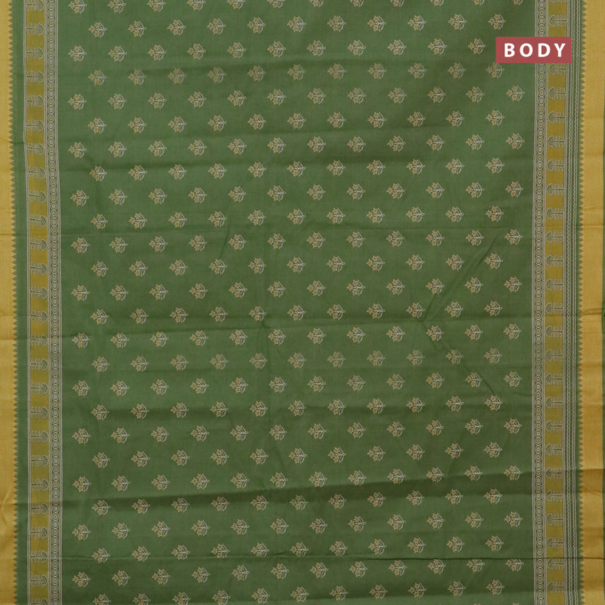 Chirala cotton saree green with butta prints and thread woven border