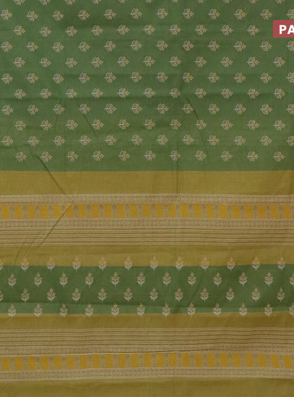 Chirala cotton saree green with butta prints and thread woven border