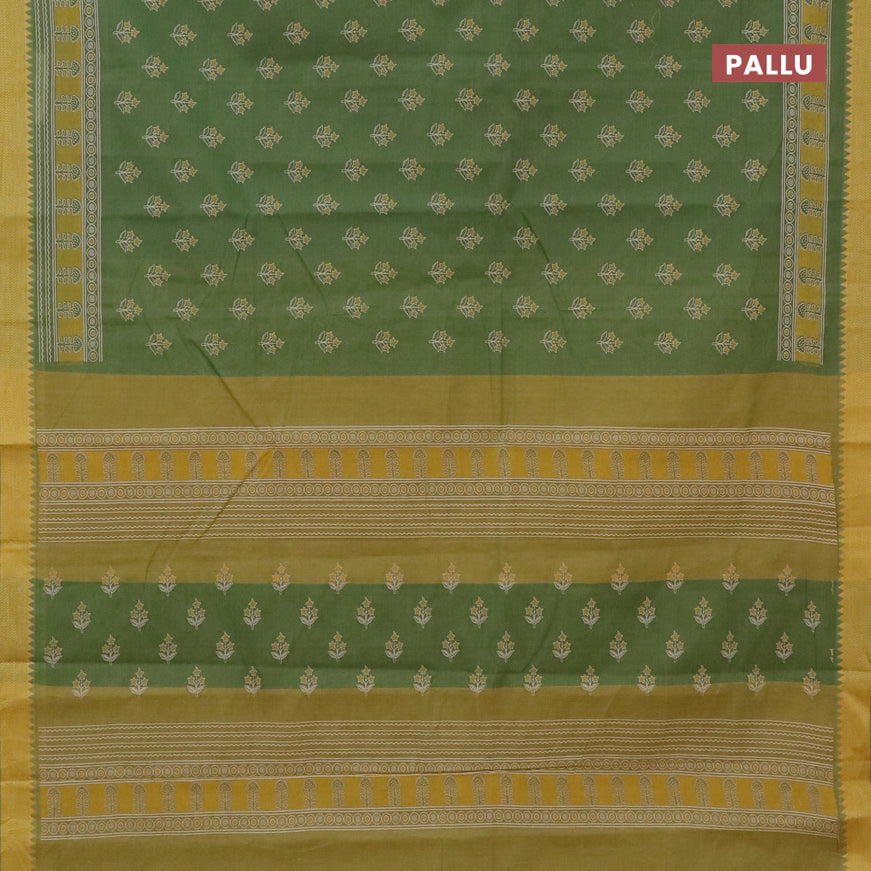 Chirala cotton saree green with butta prints and thread woven border