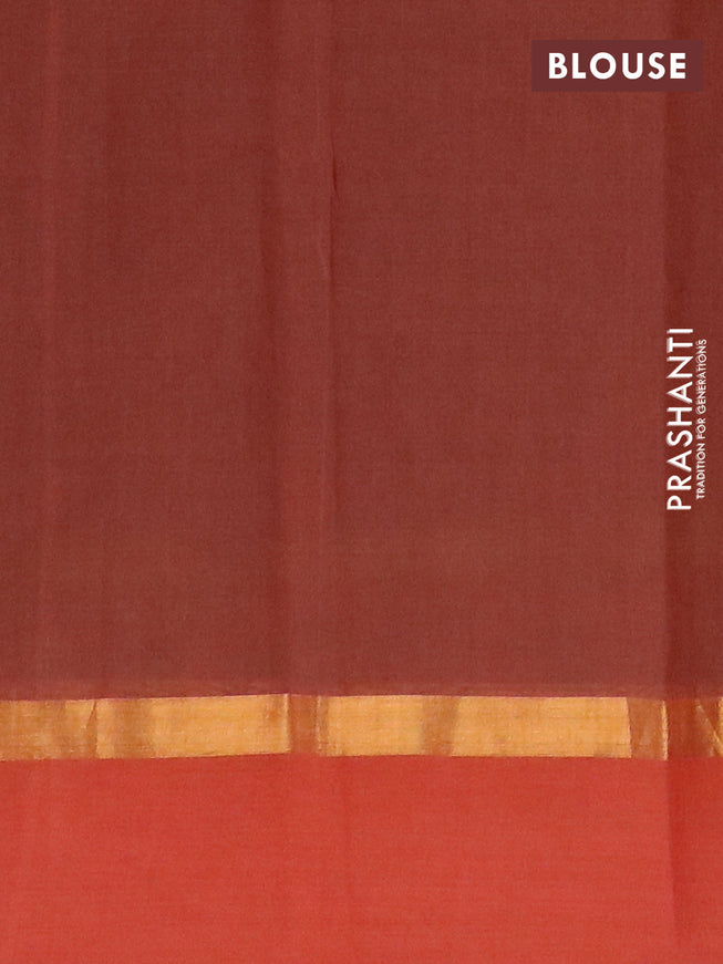 Chirala cotton saree brown and rust shade with warli butta prints and zari woven simple border