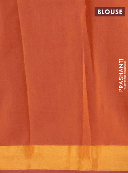 Chirala cotton saree rustic orange with allover prints and zari woven border