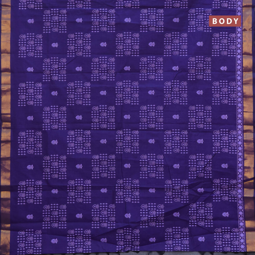 Chirala cotton saree deep violet with allover prints and zari woven border